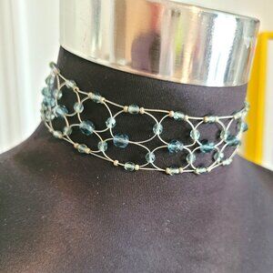 ROBERT ROSE LIGHT BLUE BEADED COSTUME WIRE CHOKER